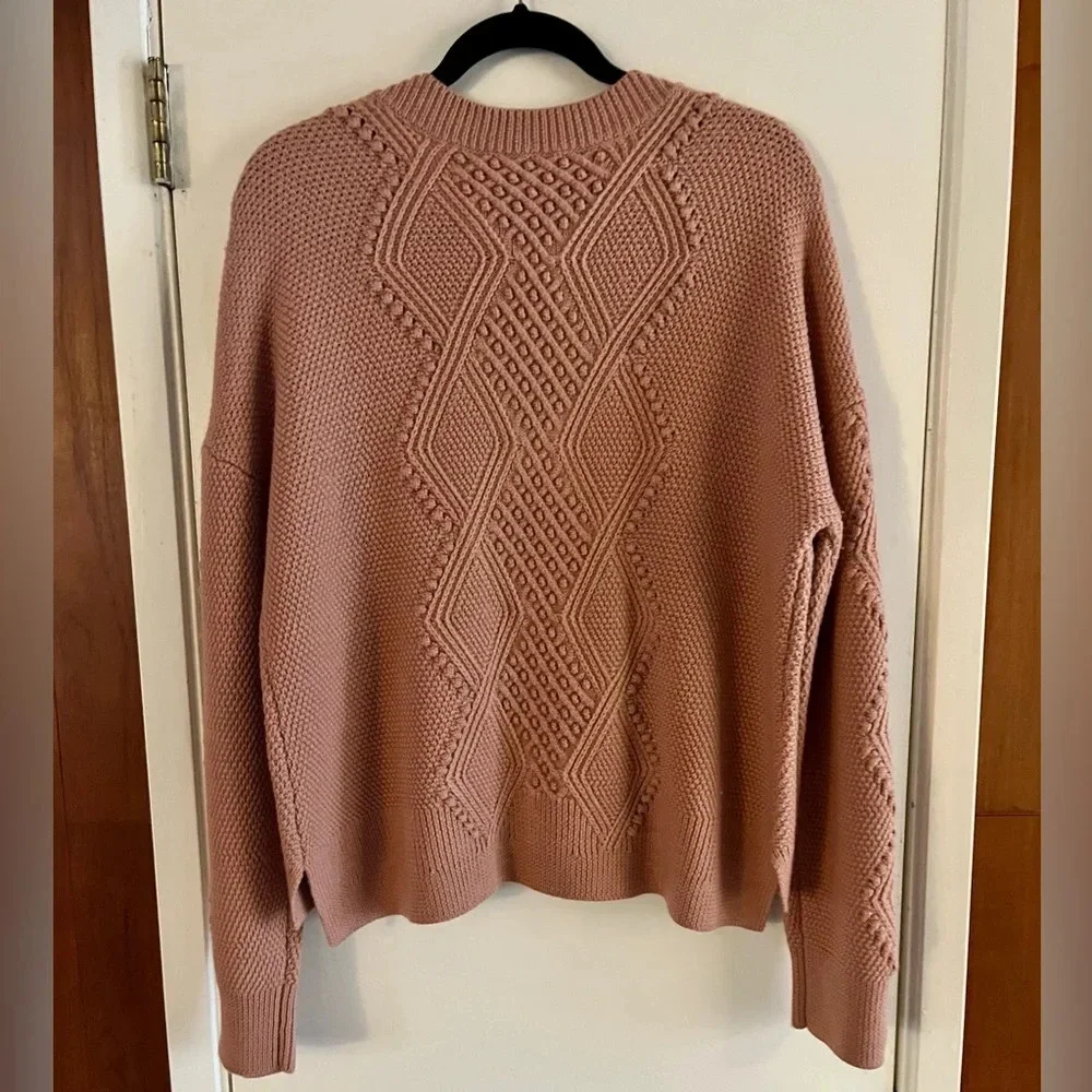 Jonathan Simkhai Cable Knit Pom Pom Sweater Antique Rose - Picture 3 of 8
